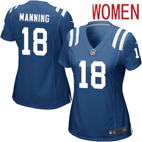 Women Indianapolis Colts #18 Peyton Manning Nike Royal Game Player NFL Jersey->women nfl jersey->Women Jersey